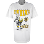 NHL - Boston Bruins Dave Poulin Single Stitch T-Shirt 1990 X-Large Vintage Retro Hockey