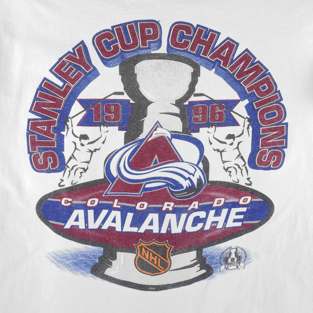 Starter - Colorado Avalanche Champs Single Stitch T-Shirt 1996 Large Vintage Retro Hockey