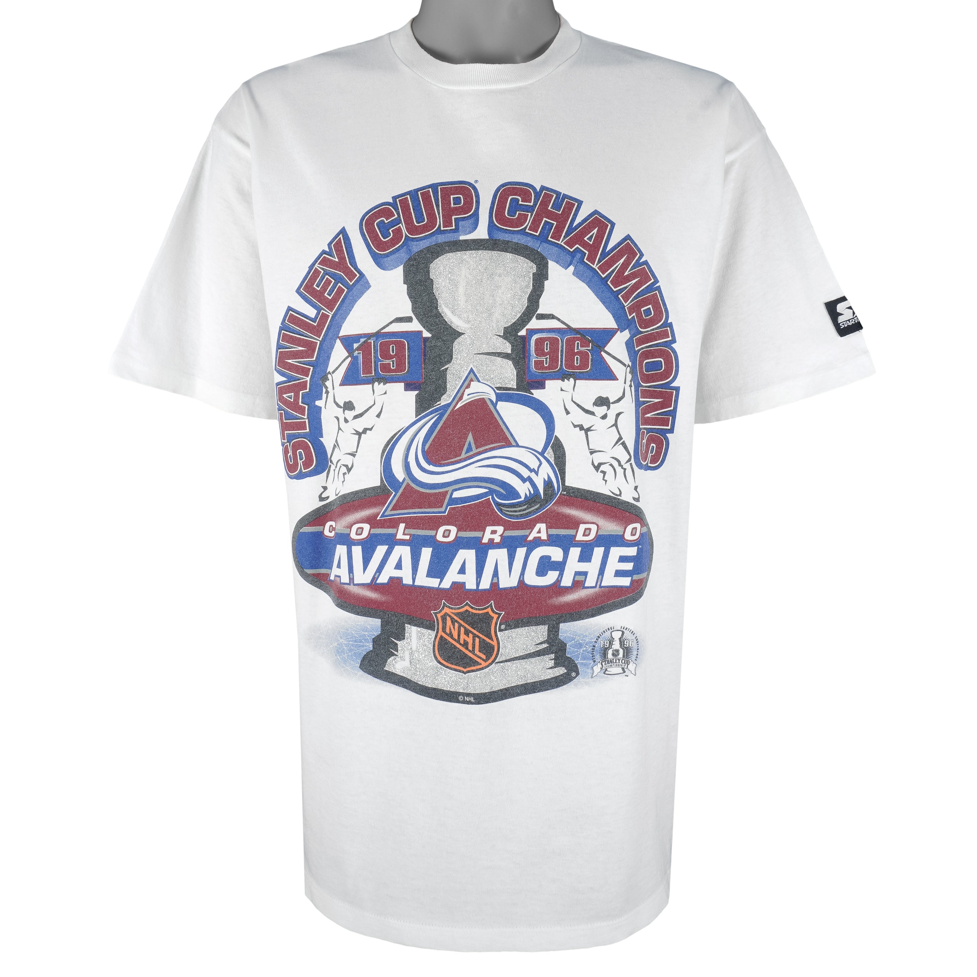 Starter - Colorado Avalanche Champs Single Stitch T-Shirt 1996 Large Vintage Retro Hockey