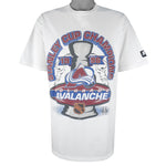 Starter - Colorado Avalanche Champs Single Stitch T-Shirt 1996 Large Vintage Retro Hockey