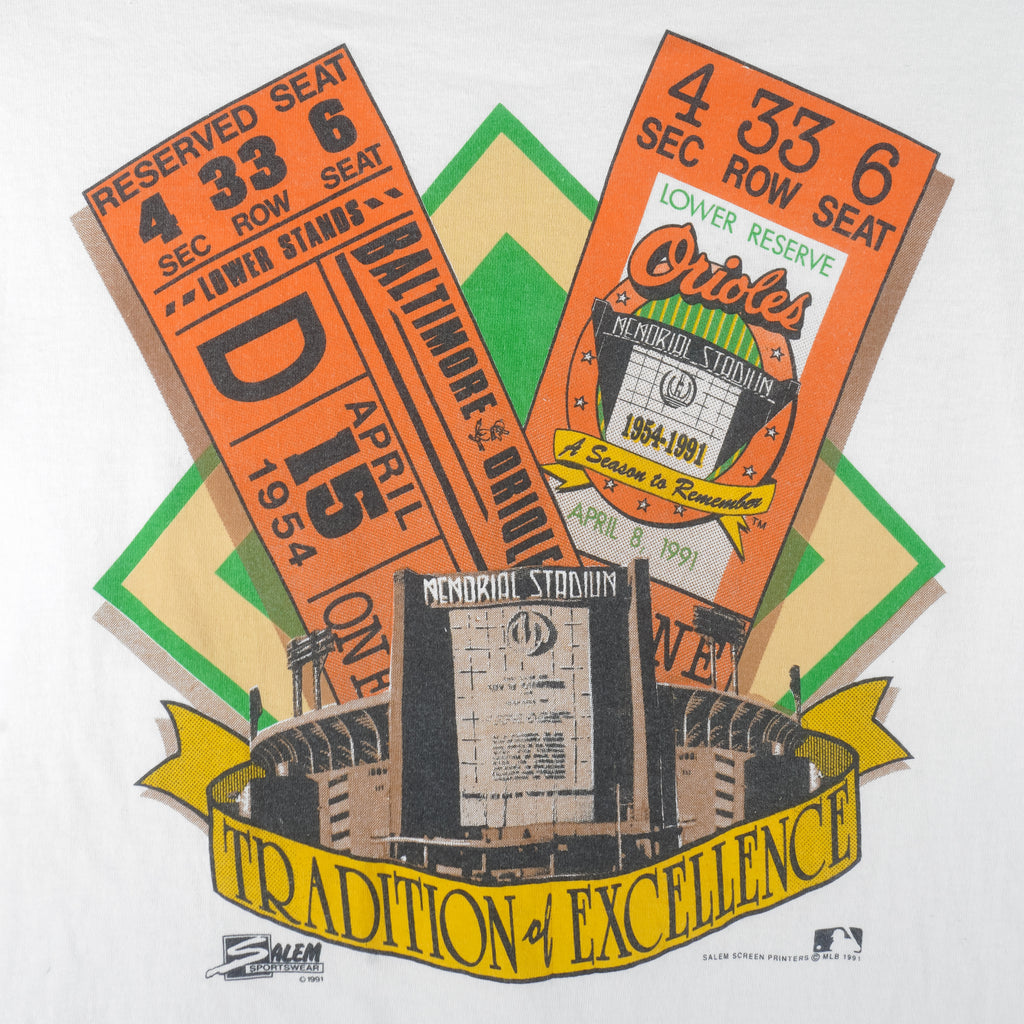 MLB (Salem) - Baltimore Orioles Tradition Of Excellence T-Shirt 1991 X-Large Vintage Retro Baseball