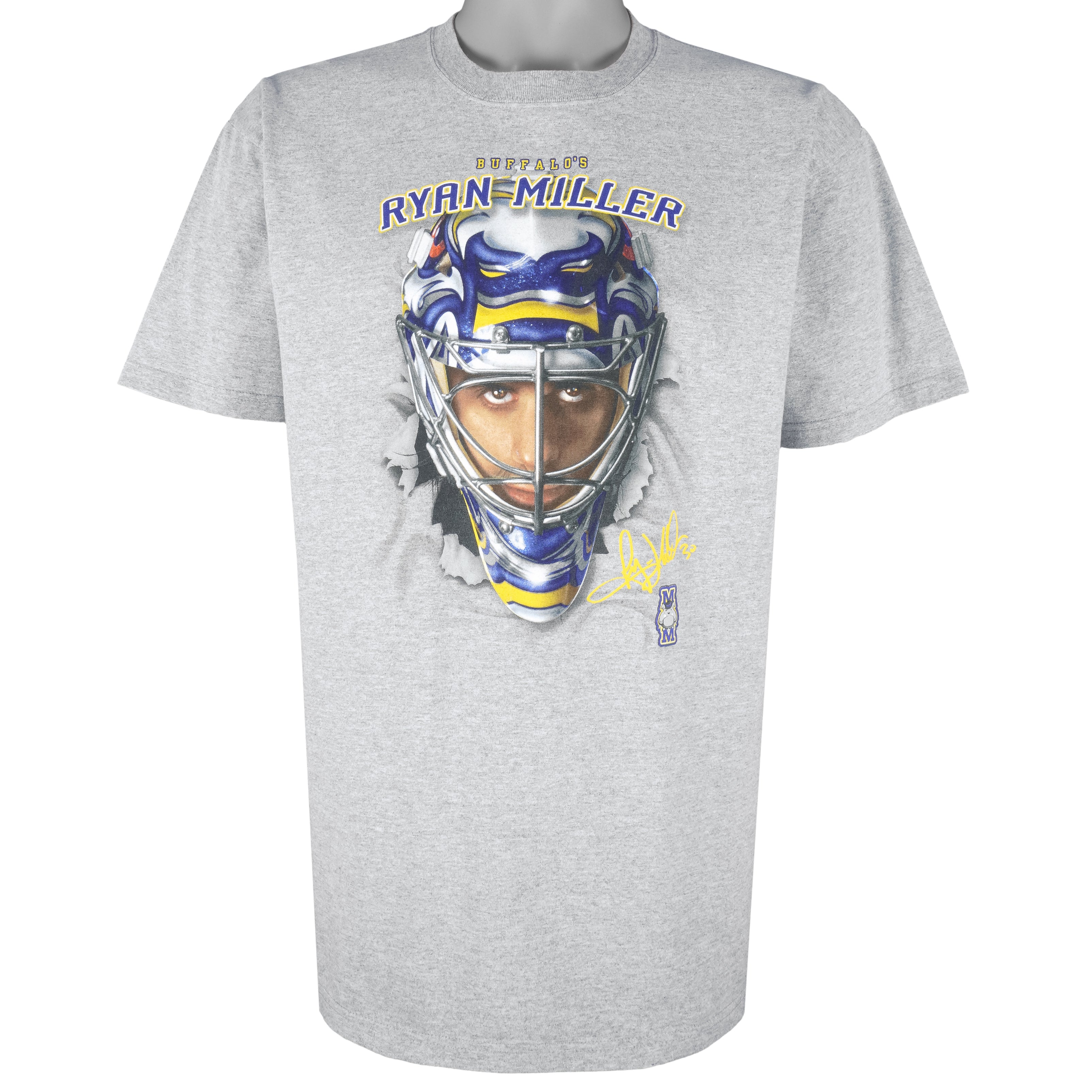 NHL (Anvil) - Buffalo Sabres Ryan Miller Breakout T-Shirt 1990s Large Vintage Retro Hockey