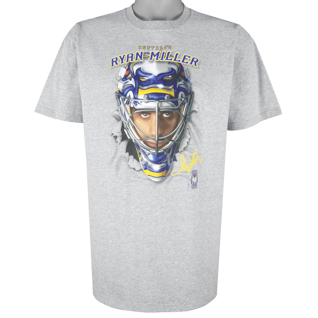 NHL (Anvil) - Buffalo Sabres Ryan Miller Breakout T-Shirt 1990s Large Vintage Retro Hockey