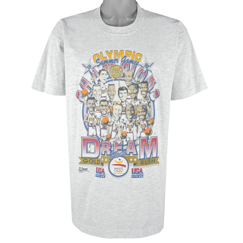 NBA (Salem) - USA Dream Team Barcelona Olympic Game Caricature T-Shirt 1992 X-Large Vintage Retro Basketball