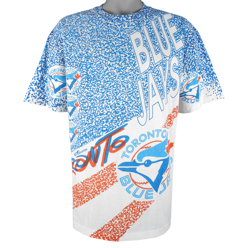 MLB (Ravens) - Toronto Blue Jays Single Stitch AOP T-Shirt 1990s Large Vintage Retro Baseball
