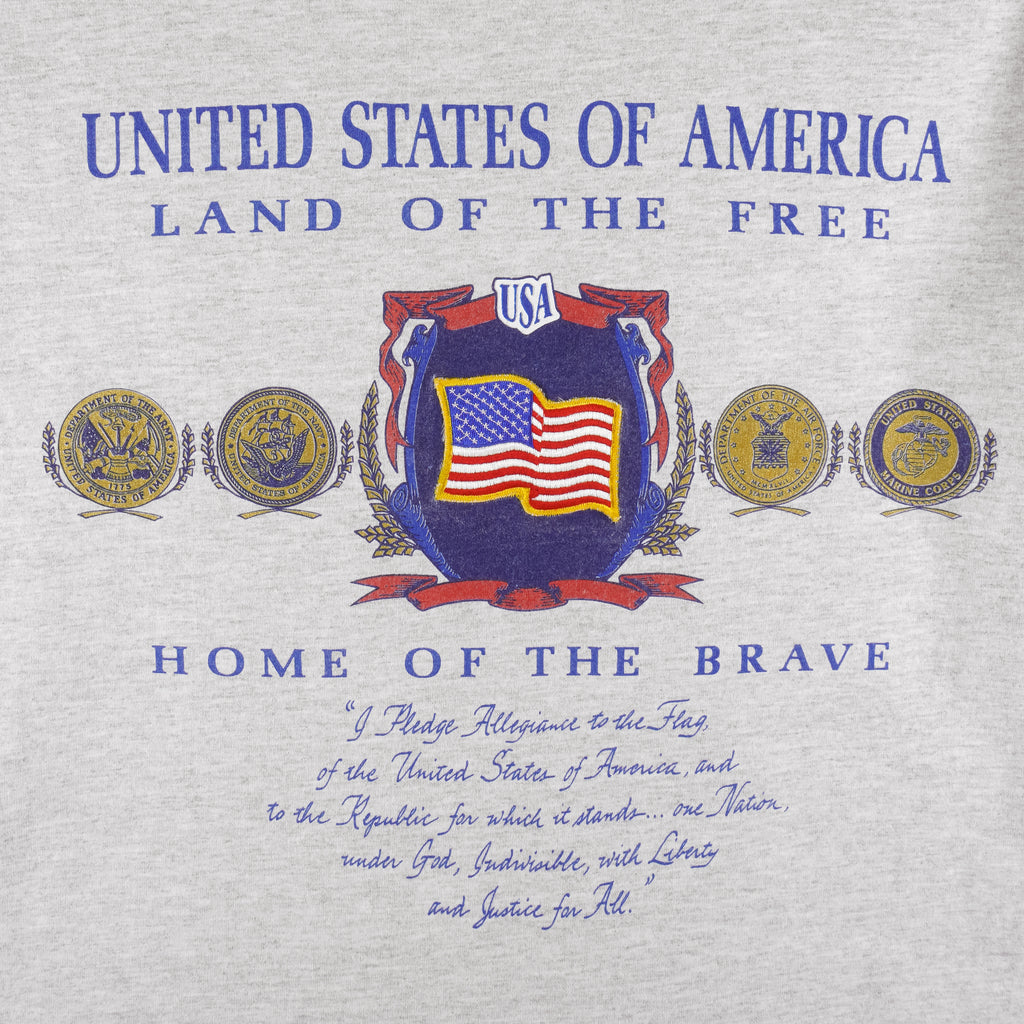 Vintage (Nutmeg) - USA Land Of The Free Home Of The Brave T-Shirt 1990s Large Vintage Retro