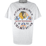 Starter - Chicago Blackhawks Single Stitch T-Shirt 1992 Large Vintage Retro Hockey