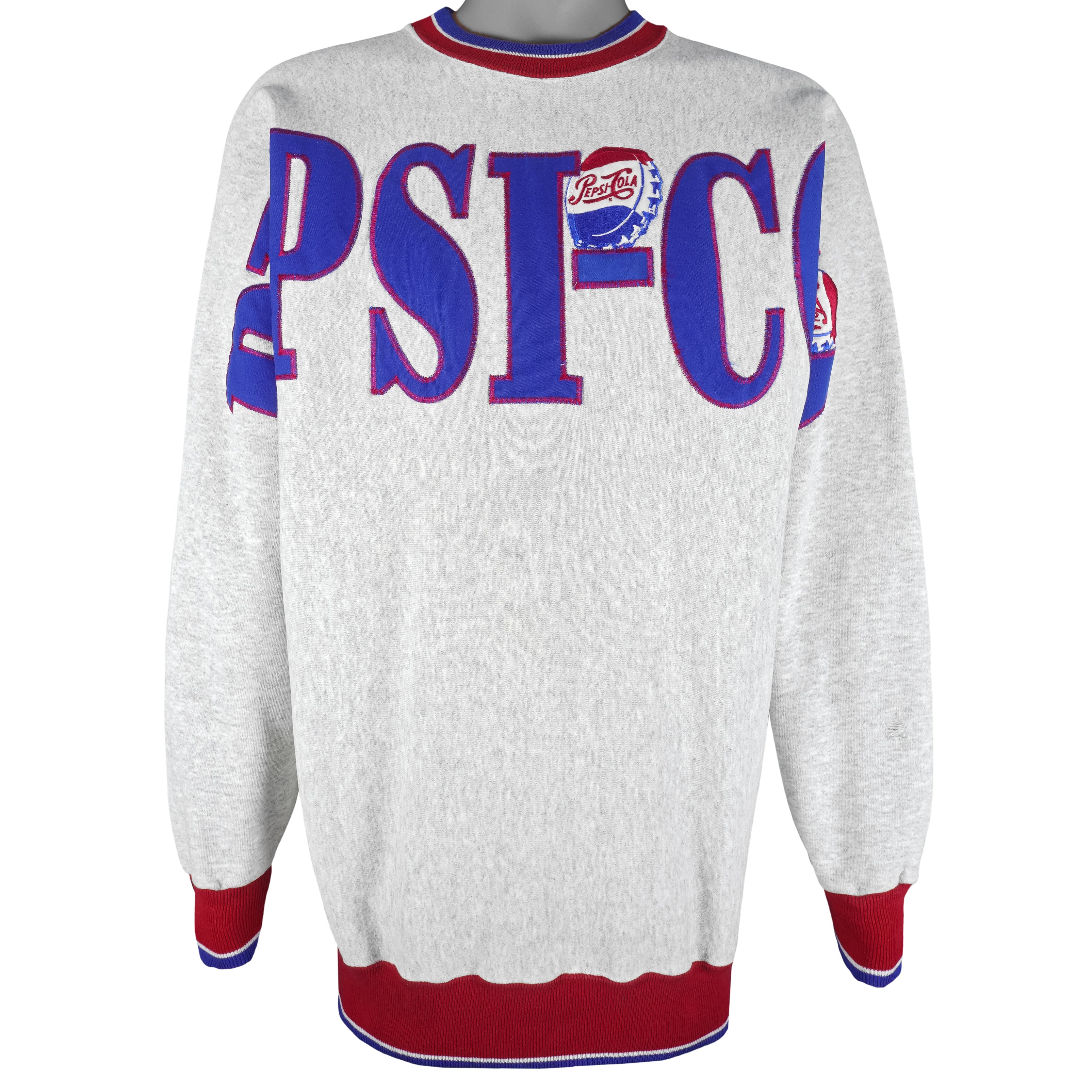 Vintage - Pepsi Cola Big Spell-Out Crew Neck Sweatshirt 1990s X-Large Vintage Retro
