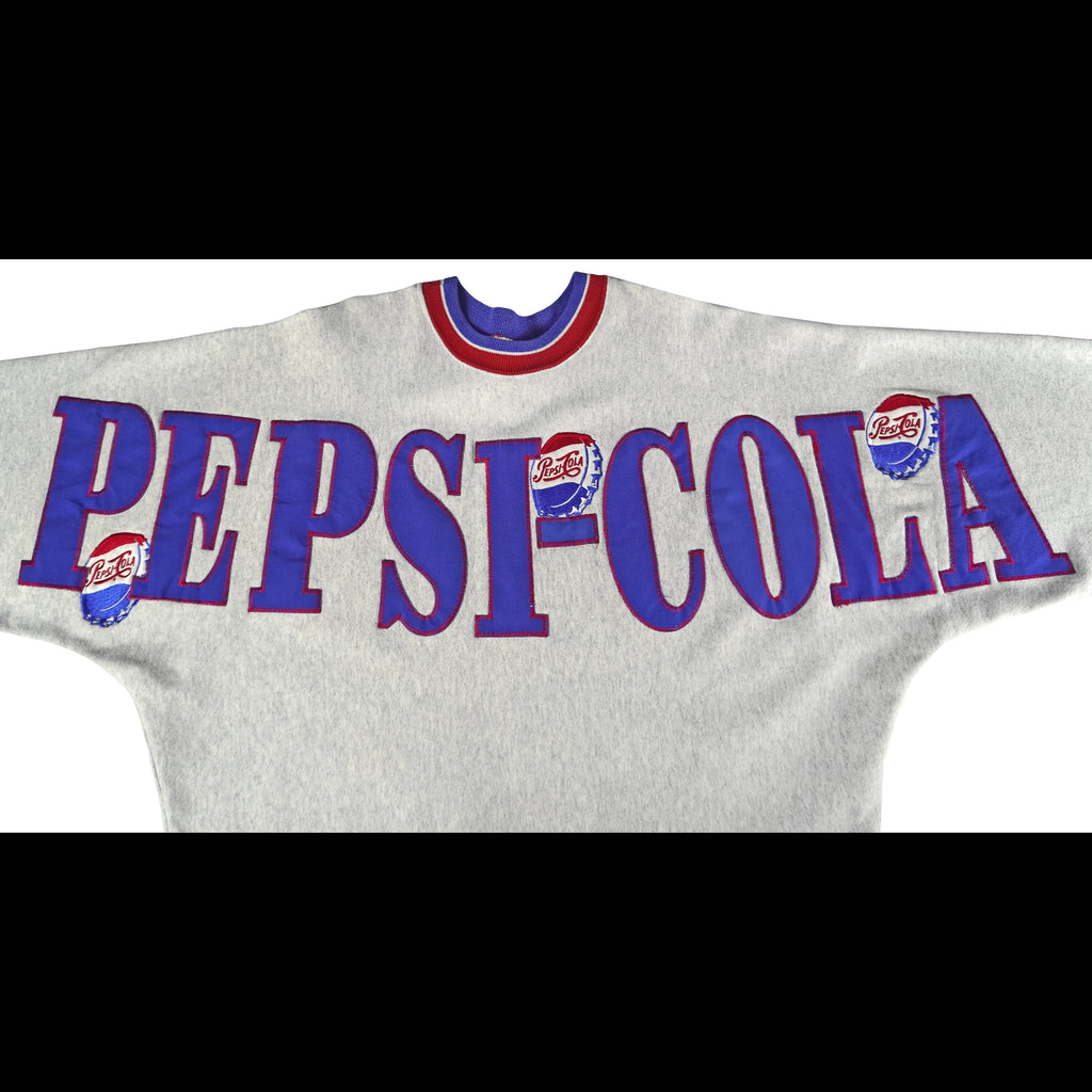 Vintage - Pepsi Cola Big Spell-Out Crew Neck Sweatshirt 1990s X-Large Vintage Retro