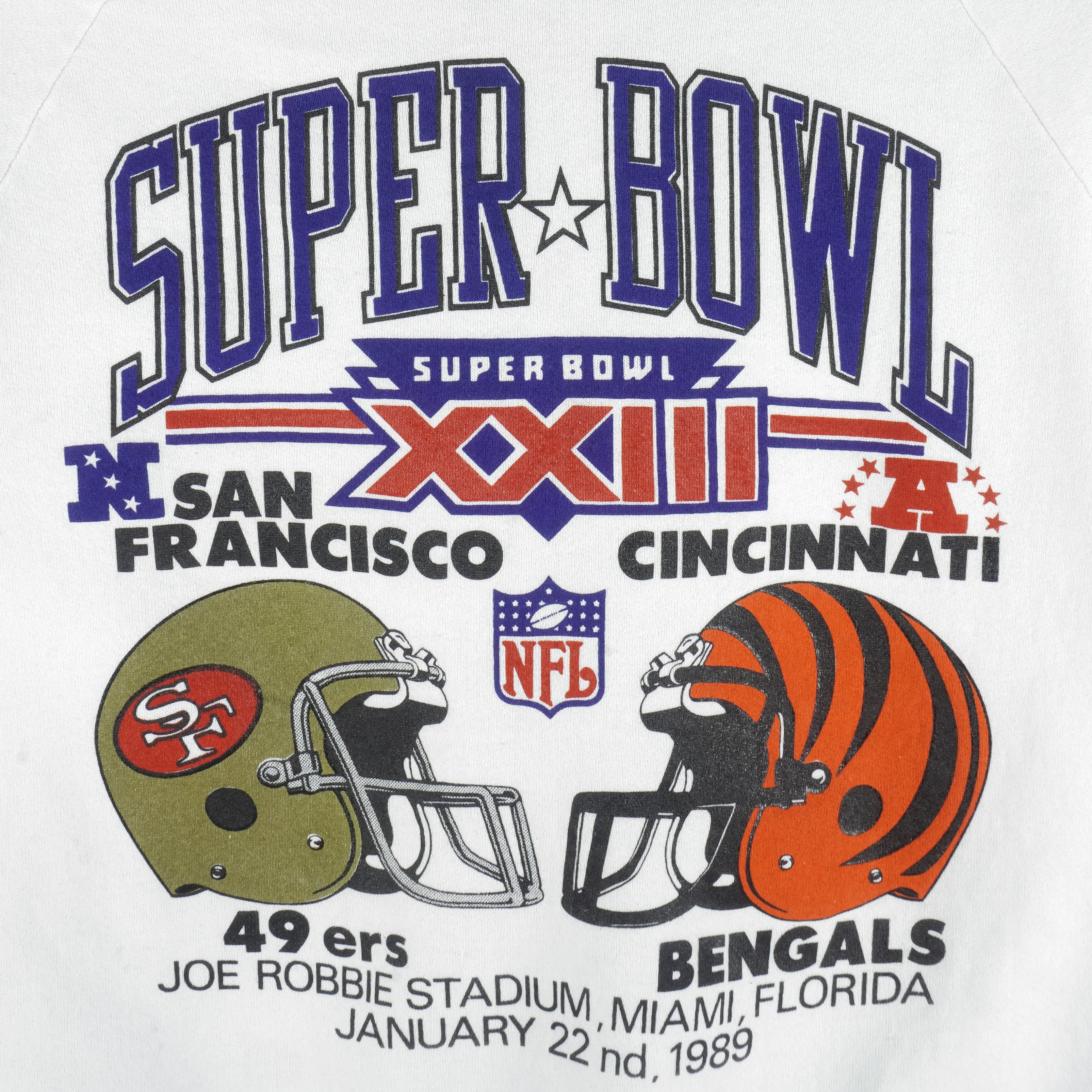 NFL - Super Bowl 23th 49ers VS Bengals Helmet Sweatshirt 1989 Large Vintage Retro Football