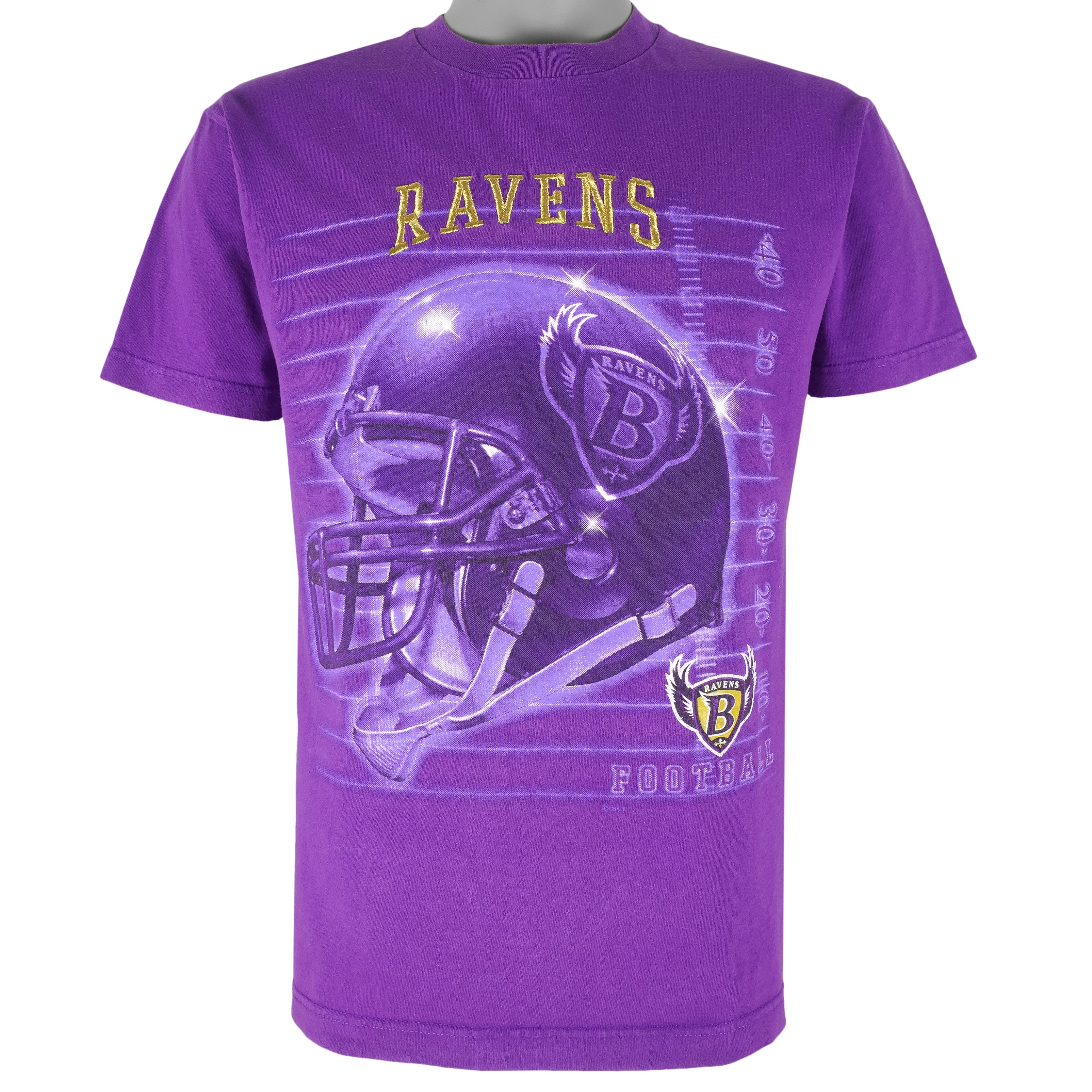 NFL (Champ) - Baltimore Ravens Helmet T-Shirt 1990s Medium Vintage Retro Football