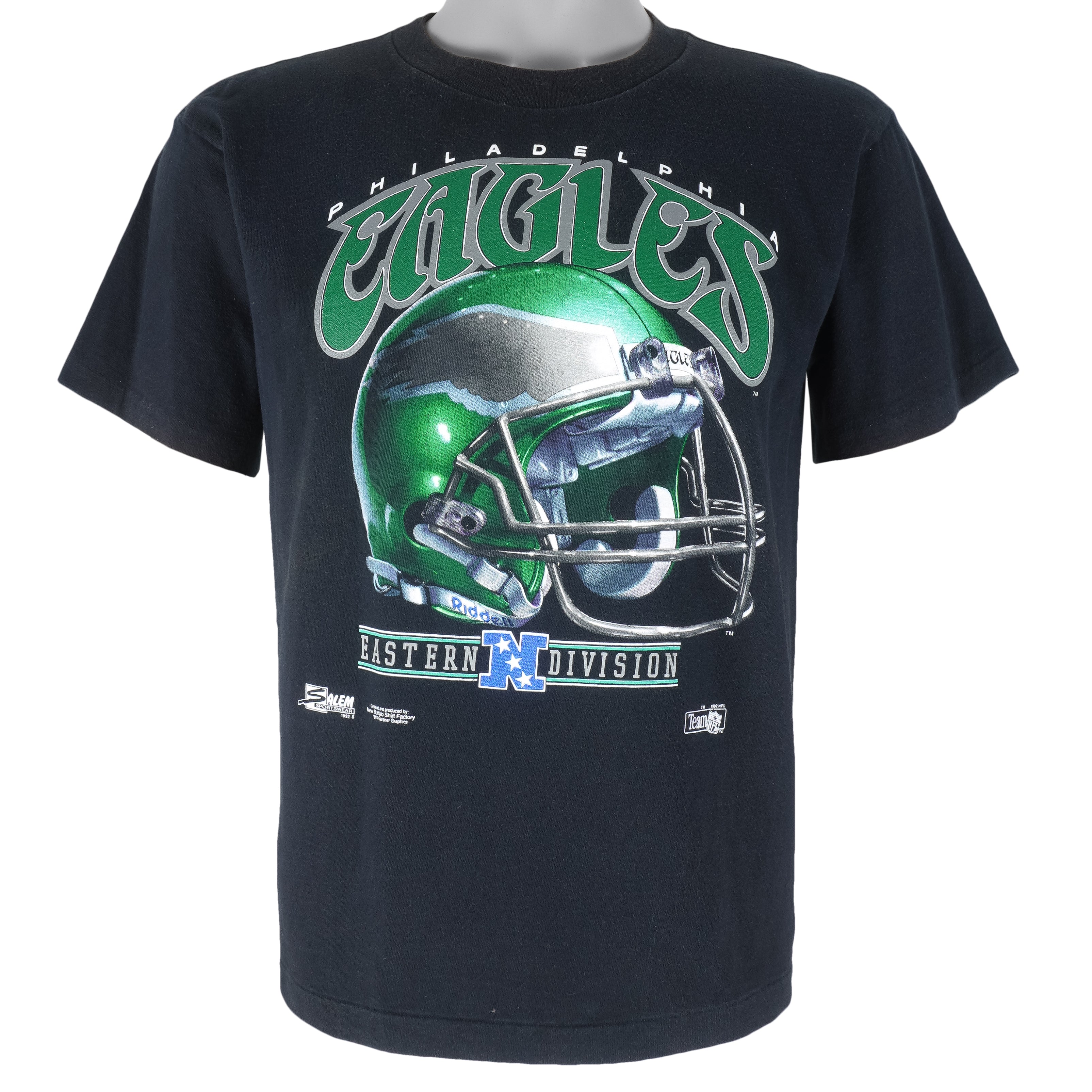 NFL (Salem) - Philadelphia Eagles Helmet Single Stitch T-Shirt 1992 Small Youth Vintage Retro Football