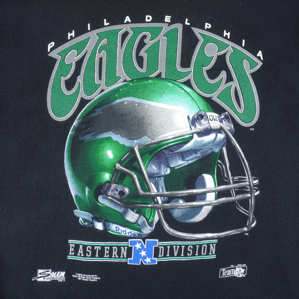 NFL (Salem) - Philadelphia Eagles Helmet Single Stitch T-Shirt 1992 Small Youth Vintage Retro Football