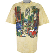Vintage (Ragtops) - Camping AOP Single Stitch T-Shirt 1990s Large Vintage Retro