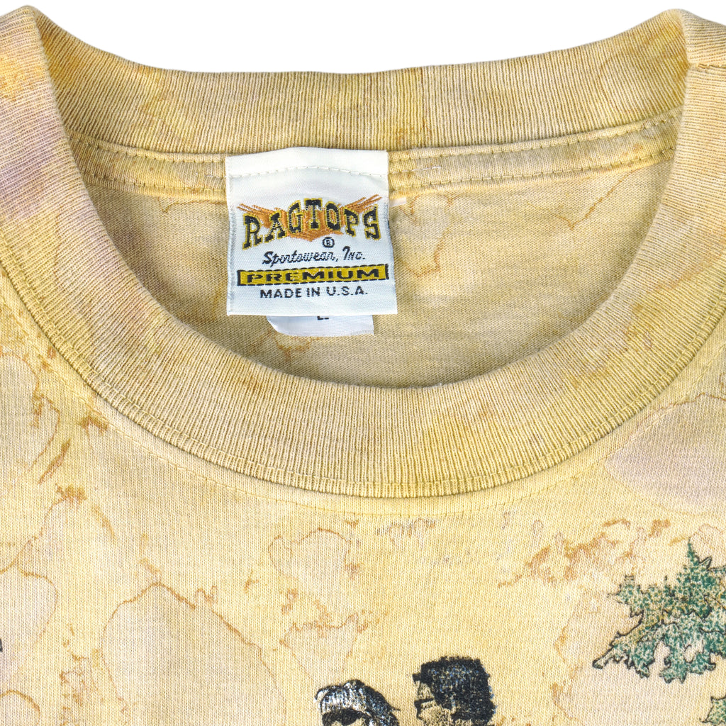Vintage (Ragtops) - Camping AOP Single Stitch T-Shirt 1990s Large Vintage Retro