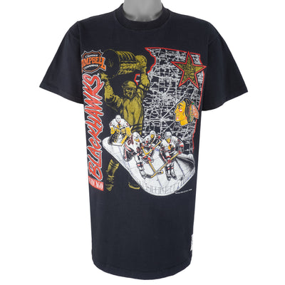 NHL (Nutmeg) - Chicago Blackhawks Stadium Map Single Stitch T-Shirt 1990 X-Large