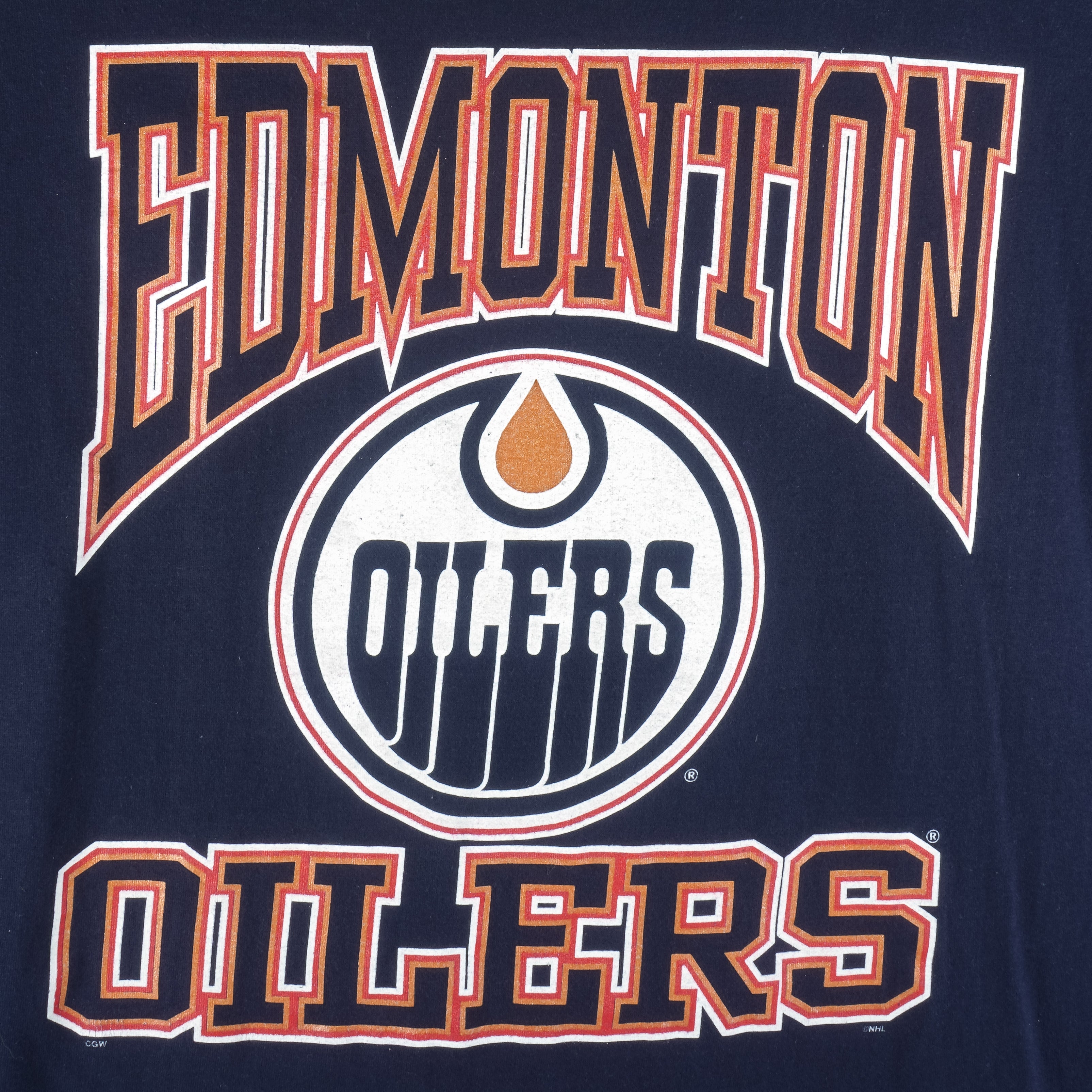 NHL (CGW) - Edmonton Oilers Big Logo T-Shirt 1990s Large Vintage Retro Hockey