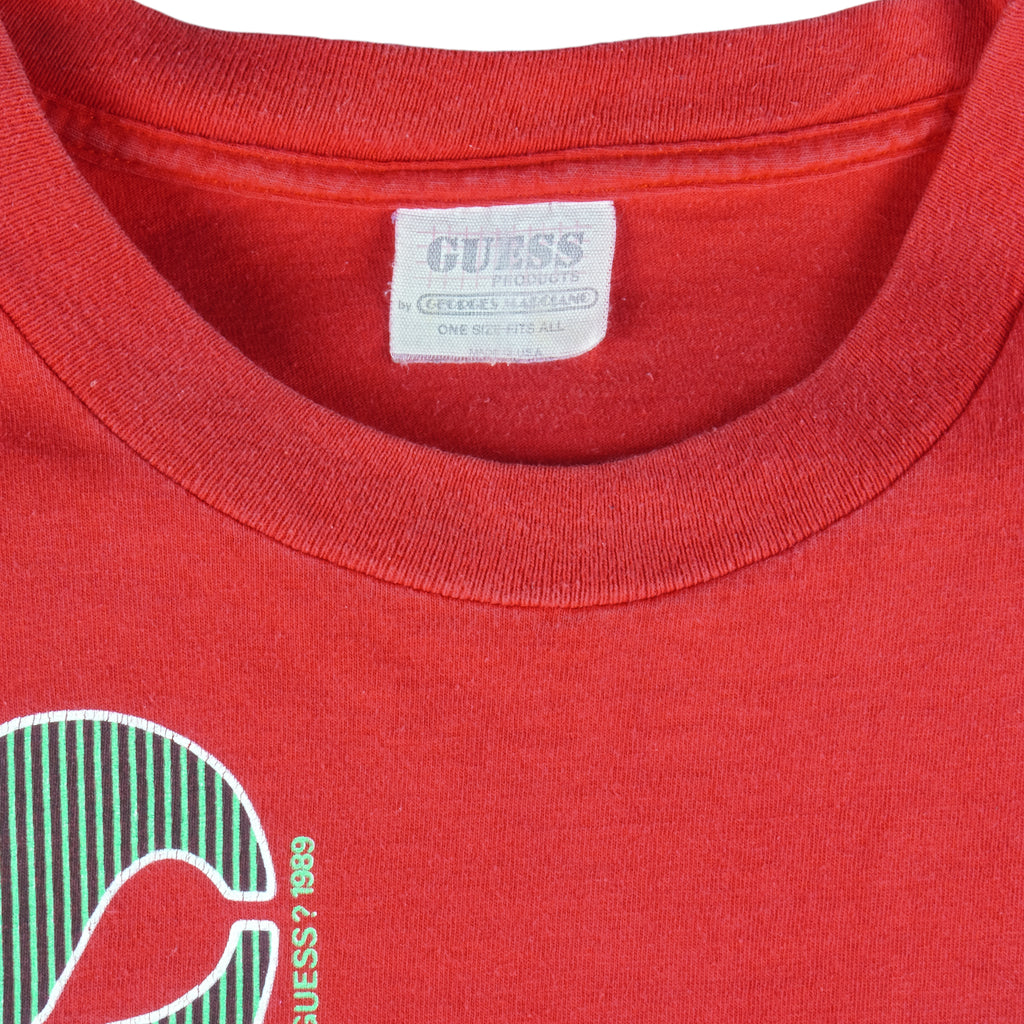 Guess - Red Classic Single Stitch T-Shirt 1989 Large Vintage Retro