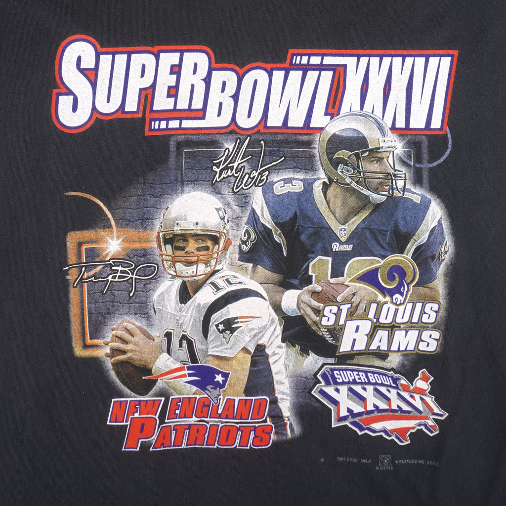 NFL (Gildan) - Patriots VS Rams Super Bowl 29th T-Shirt 2002 X-Large Vintage Retro Football