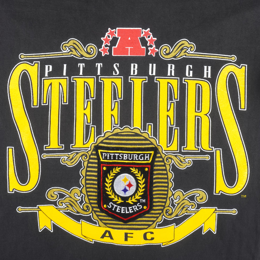 NFL (Nutmeg) - Pittsburgh Steelers Single Stitch T-Shirt 1990s Large Vintage Retro Football