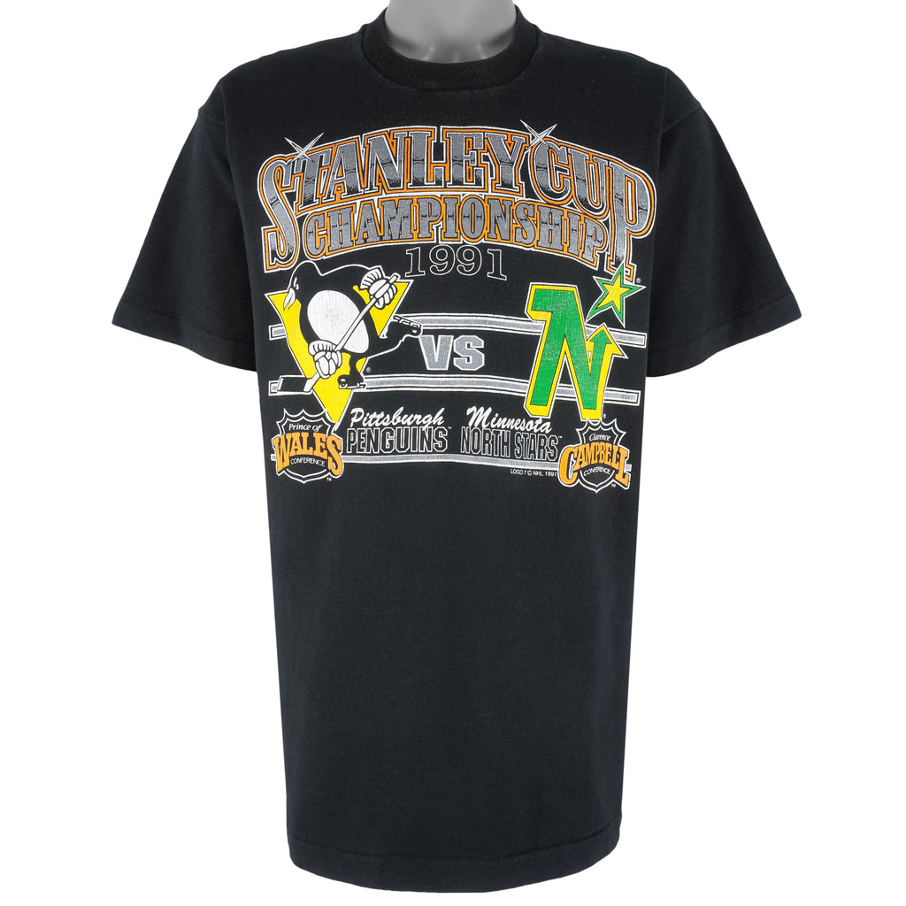 NHL - Stanley Cup Champions Penguins VS North Stars T-Shirt 1991 X-Large Vintage Retro Hockey