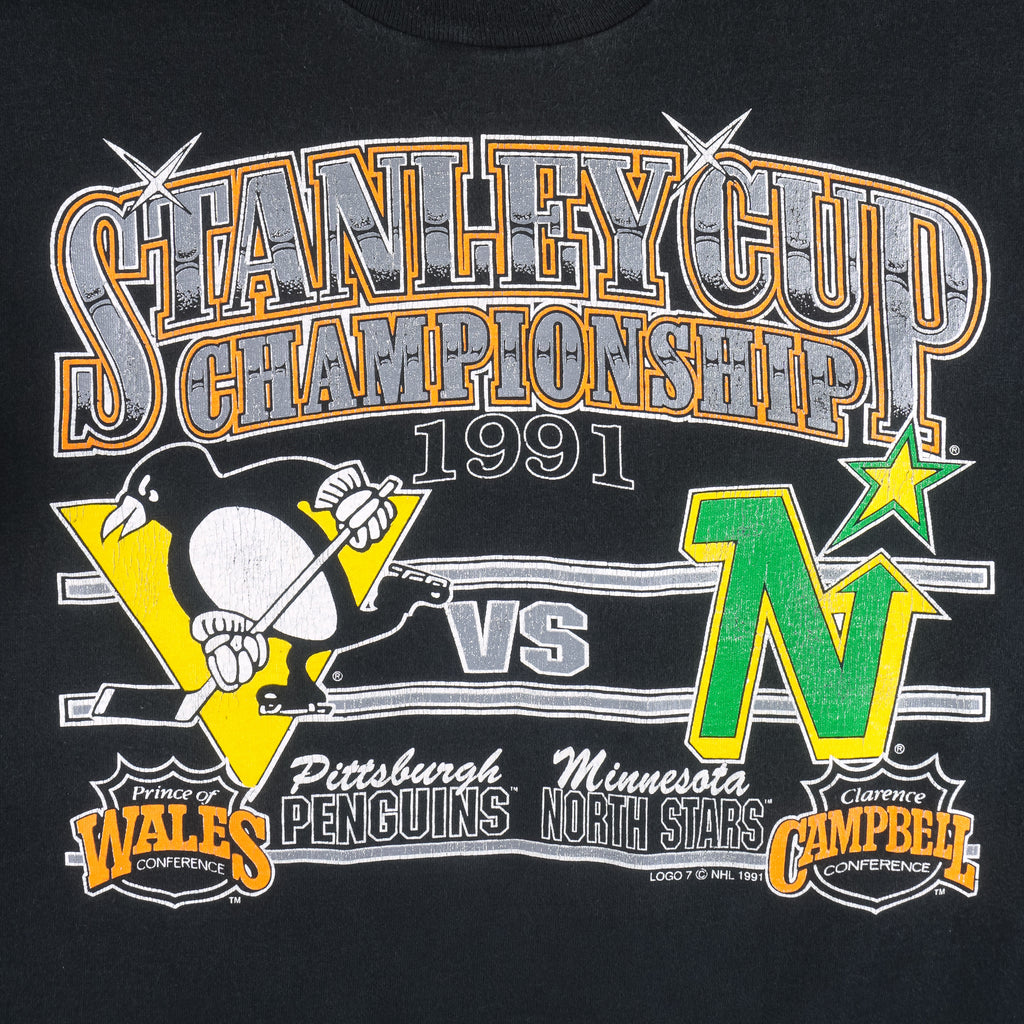 NHL - Stanley Cup Champions Penguins VS North Stars T-Shirt 1991 X-Large Vintage Retro Hockey