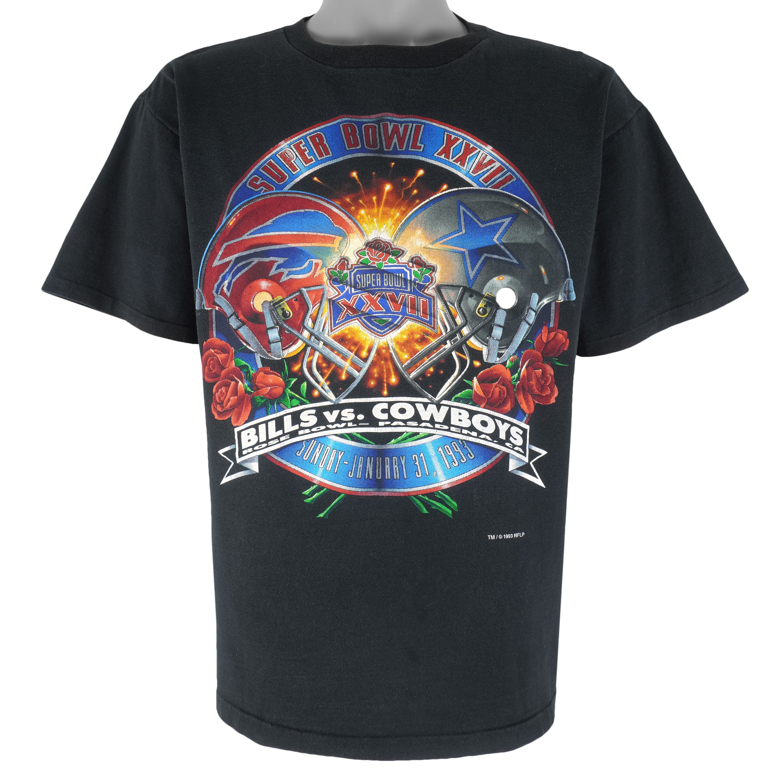 NFL (Salem) - Cowboys VS Bills Super Bowl 27th T-Shirt 1993 X-Large Vintage Retro Football
