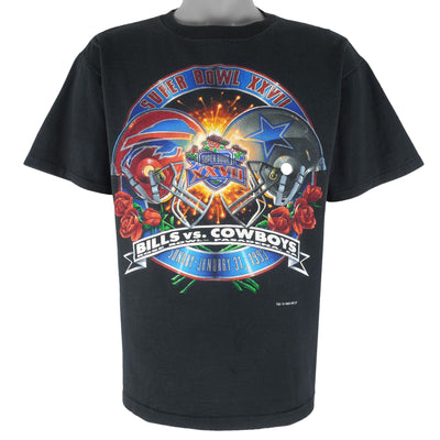 NFL (Salem) - Cowboys VS Bills Super Bowl 27th Matchups T-Shirt 1993 Large