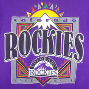 MLB (Logo 7) - Colorado Rockies Single Stitch T-Shirt 1993 Large Vintage Retro Baseball