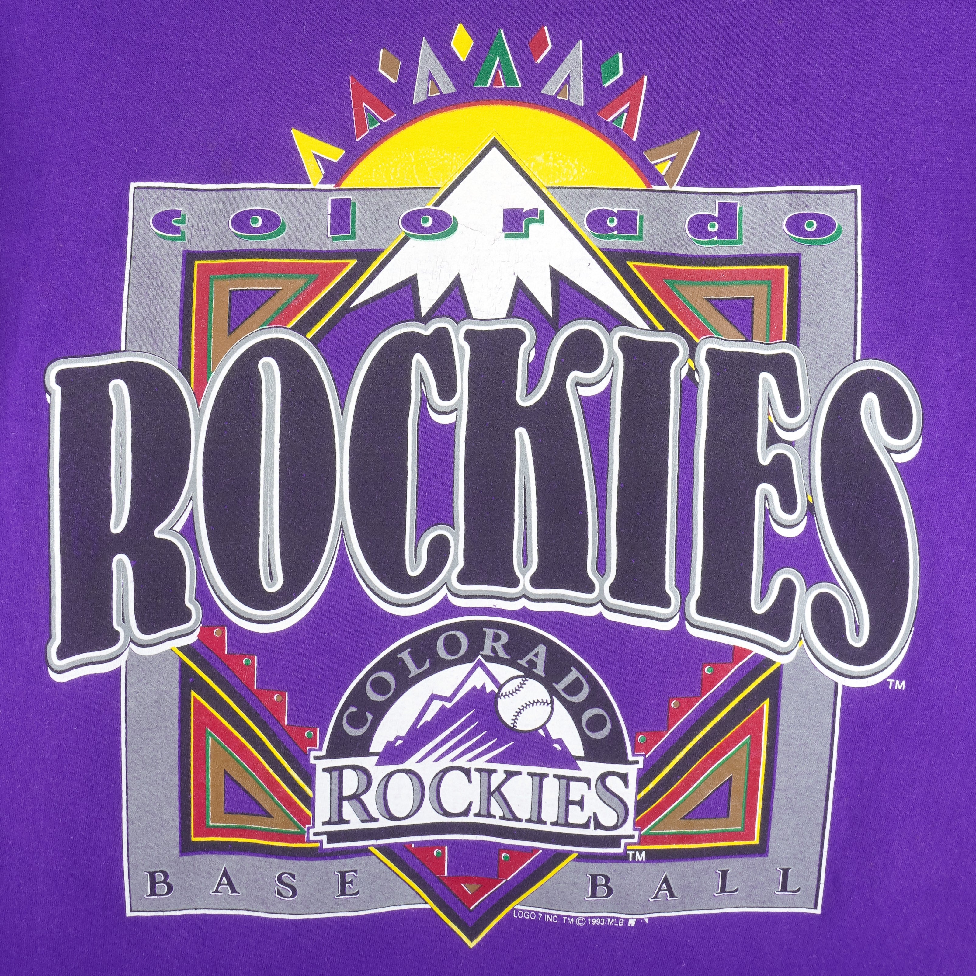 MLB (Logo 7) - Colorado Rockies Single Stitch T-Shirt 1993 Large Vintage Retro Baseball