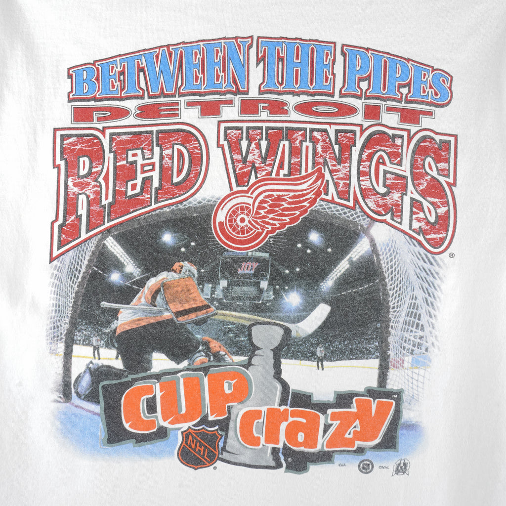 NHL - Detroit Red Wings Between The Pipes T-Shirt 1996 Large Vintage Retro Hockey