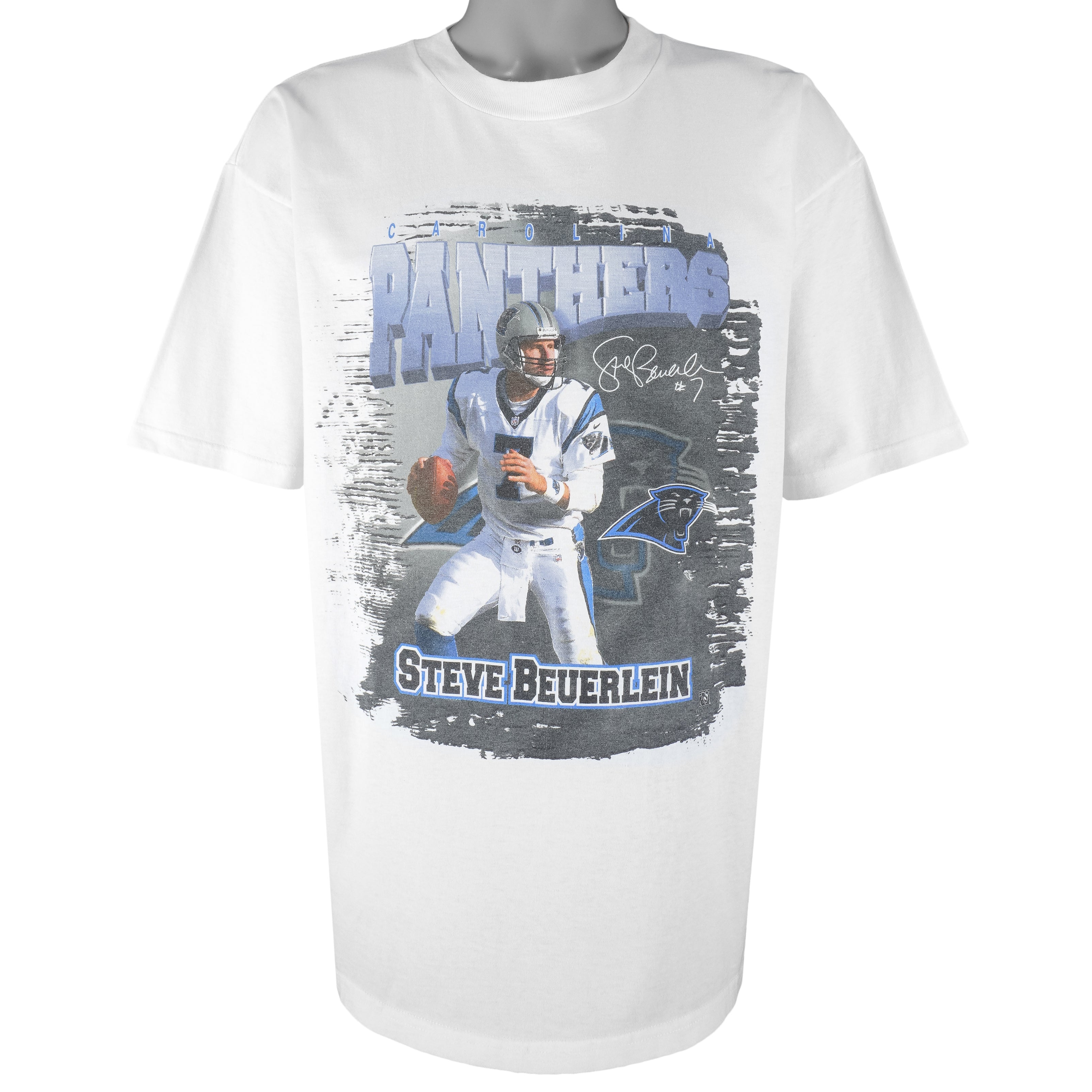 NFL (True Fan) - Carolina Panthers Steve Beuerlein T-Shirt 1990s X-Large Vintage Retro Football