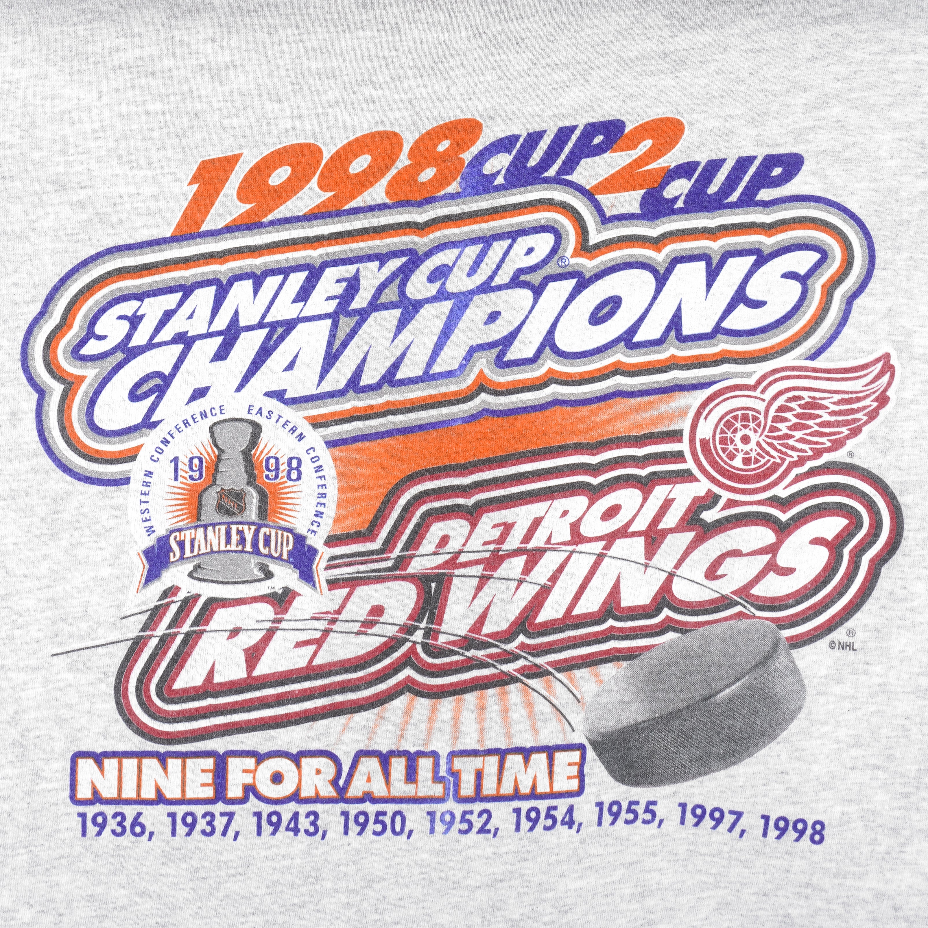 NHL (Logo 7) - Detroit Red Wings Stanley Cup Champions T-Shirt 1998 X-Large Vintage Retro Hockey