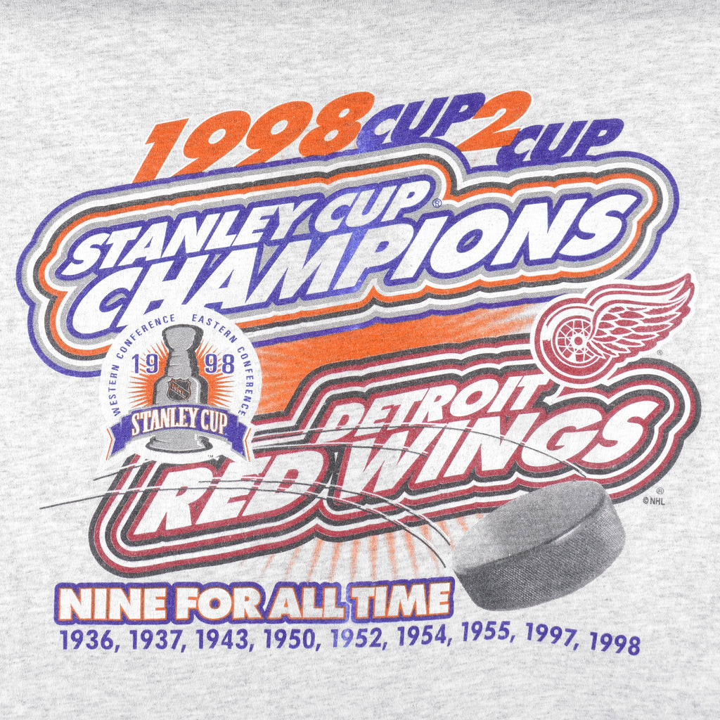 NHL (Logo 7) - Detroit Red Wings Stanley Cup Champions T-Shirt 1998 X-Large Vintage Retro Hockey