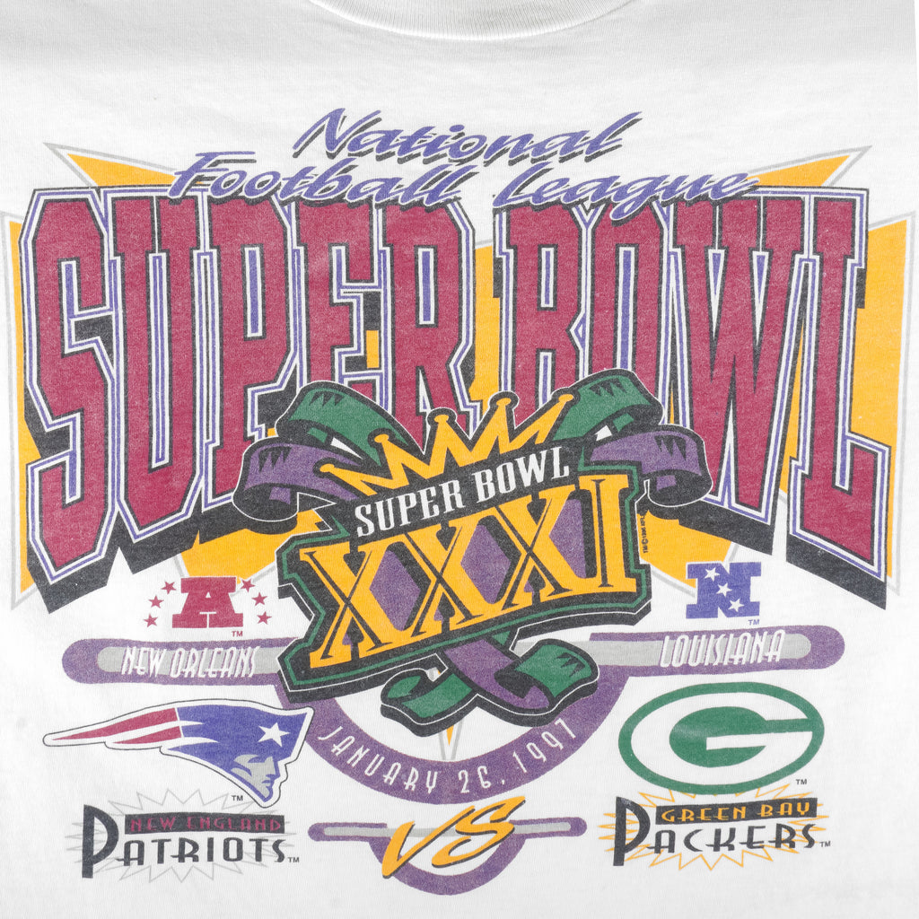 NFL (Oneita) - Packers VS Patriots Super Bowl 31th T-Shirt 1997 X-Large Vintage Retro Football