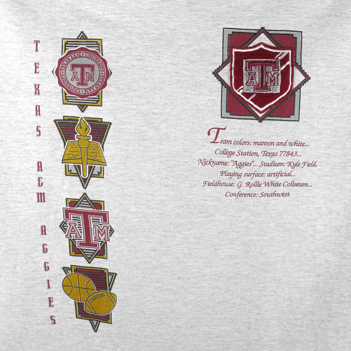 NCAA (Nutmeg) - Texas A&M Aggies Embroidered Single Stitch T-Shirt 1990s X-Large Vintage Retro College