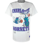 NBA (Nutmeg) - Charlotte Hornets Single Stitch T-Shirt 1990s X-Large Vintage Retro Basketball