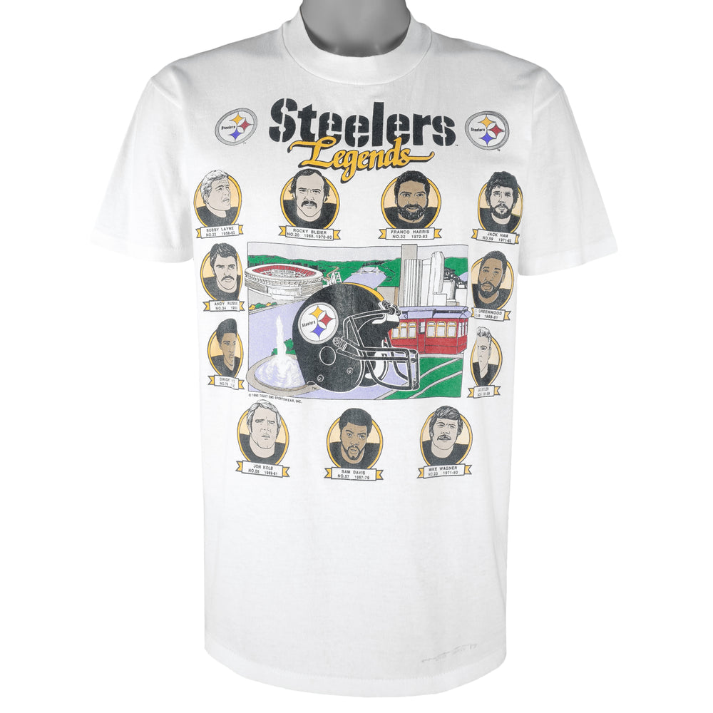 NFL (Stedman) - Pittsburgh Steelers Players Single Stitch T-Shirt 1990s Large Vintage Retro Football