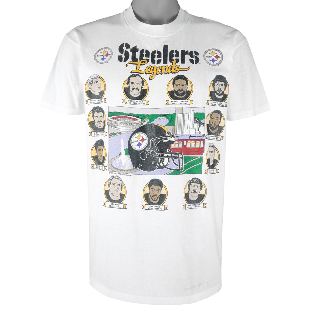 NFL (Stedman) - Pittsburgh Steelers Players Single Stitch T-Shirt 1990s Large Vintage Retro Football
