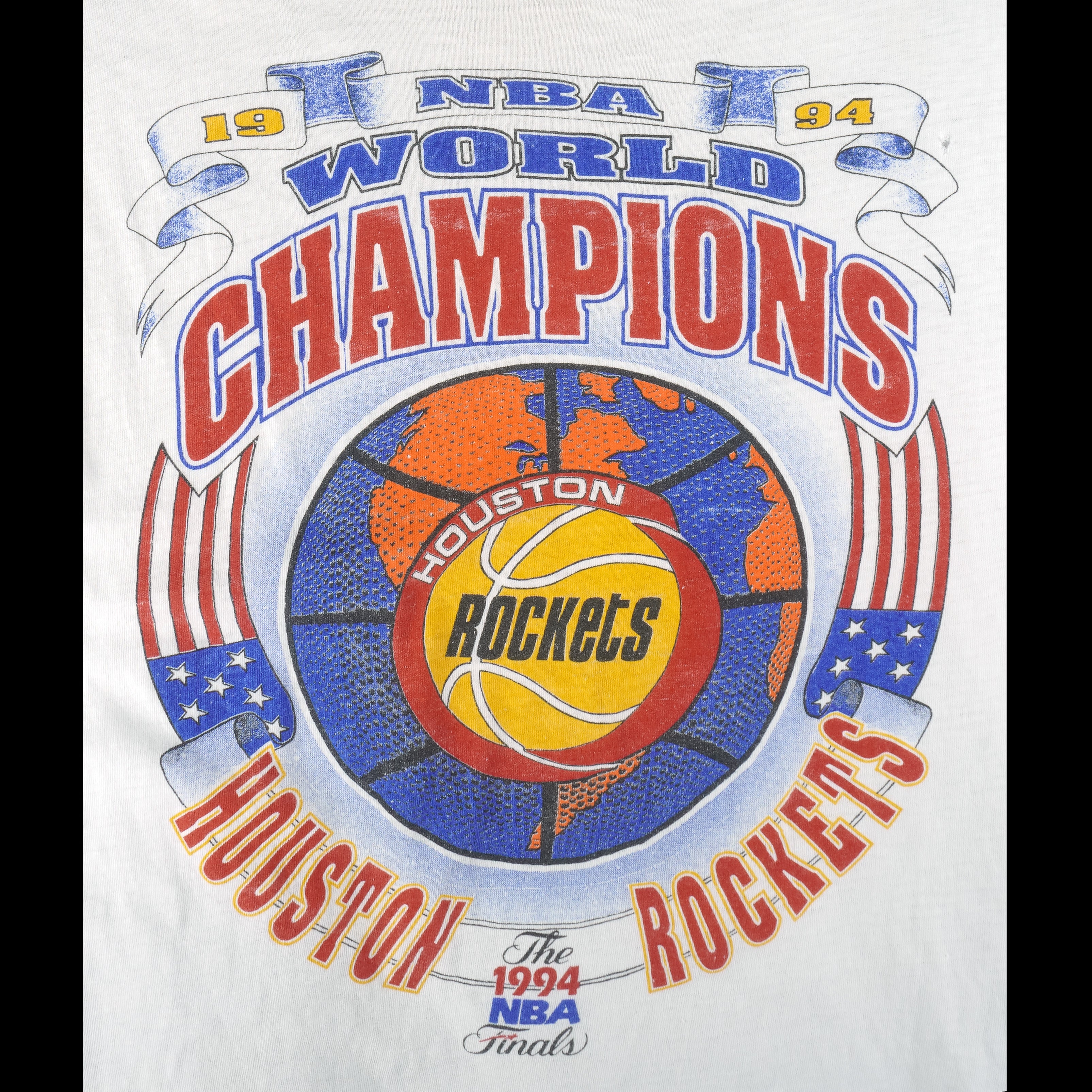 VINTAGE NBA HOUSTON ROCKETS WORLD CHAMPIONS TEE SHIRT 1994 SIZE MEDIUM MADE  IN USA