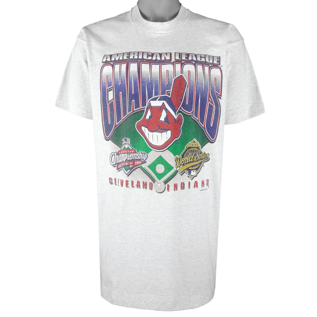 MLB - Cleveland Indians World Series Champions Single Stitch T-Shirt 1995 X-Large Vintage Retro Baseball 