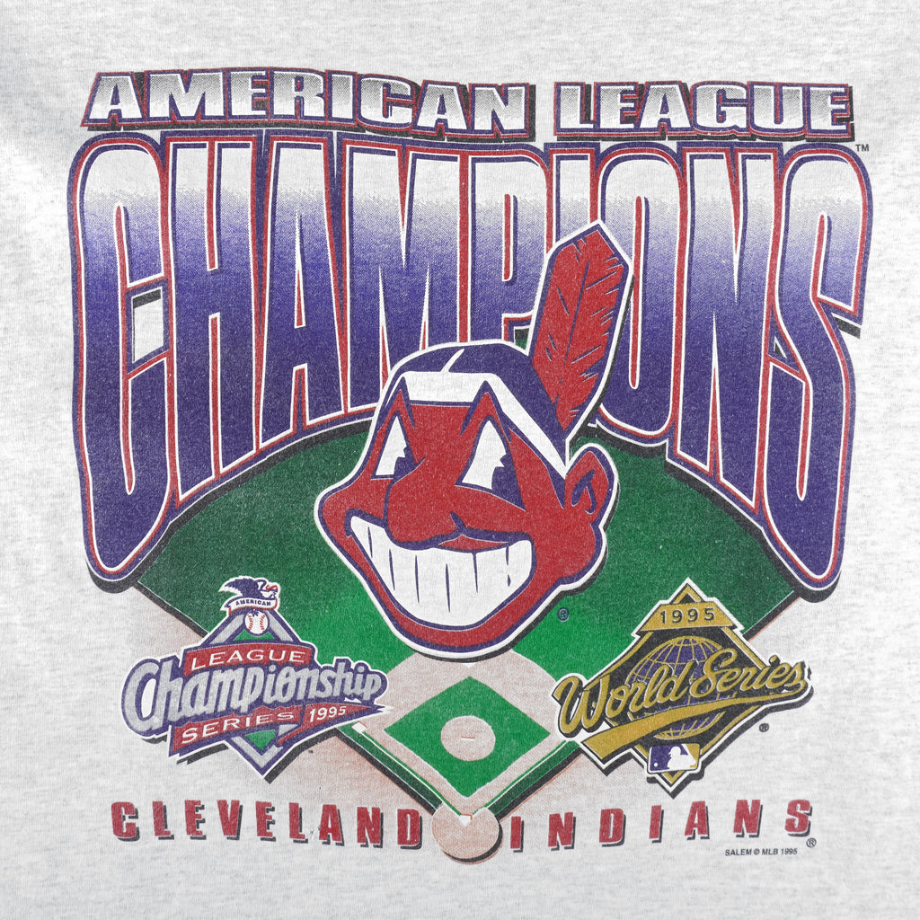 MLB - Cleveland Indians World Series Champions Single Stitch T-Shirt 1995 X-Large Vintage Retro Baseball 