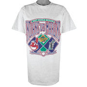 MLB (Logo 7) - Cleveland Indians VS Florida Marlins T-Shirt 1997 Large Vintage Retro Baseball 
