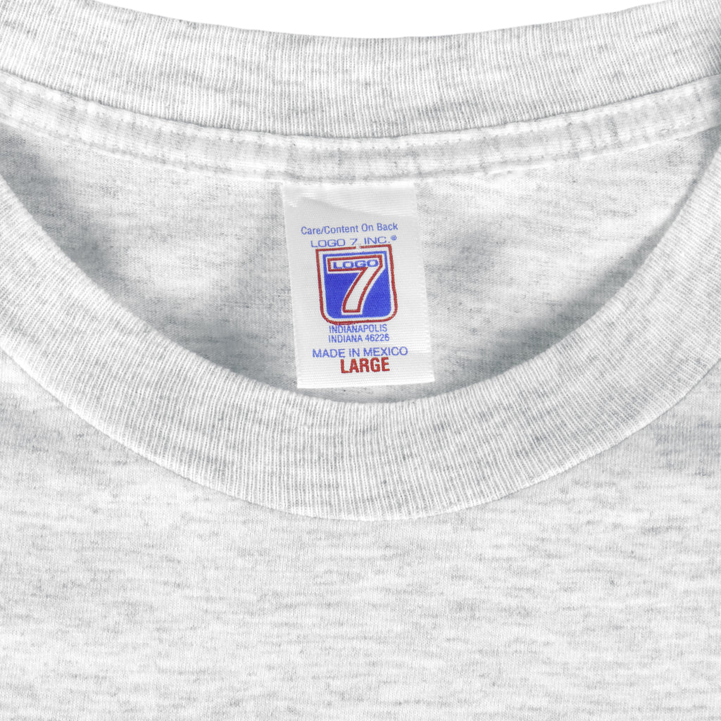 MLB (Logo 7) - Cleveland Indians VS Florida Marlins T-Shirt 1997 Large Vintage Retro Baseball 