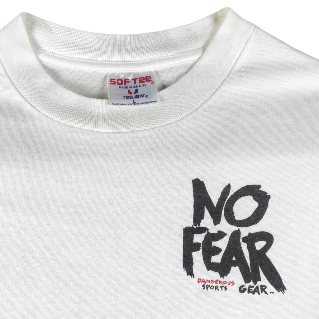 Vintage (No Fear) - Pussies Will Never Be Heroes T-Shirt 1990s Medium Vintage Retro