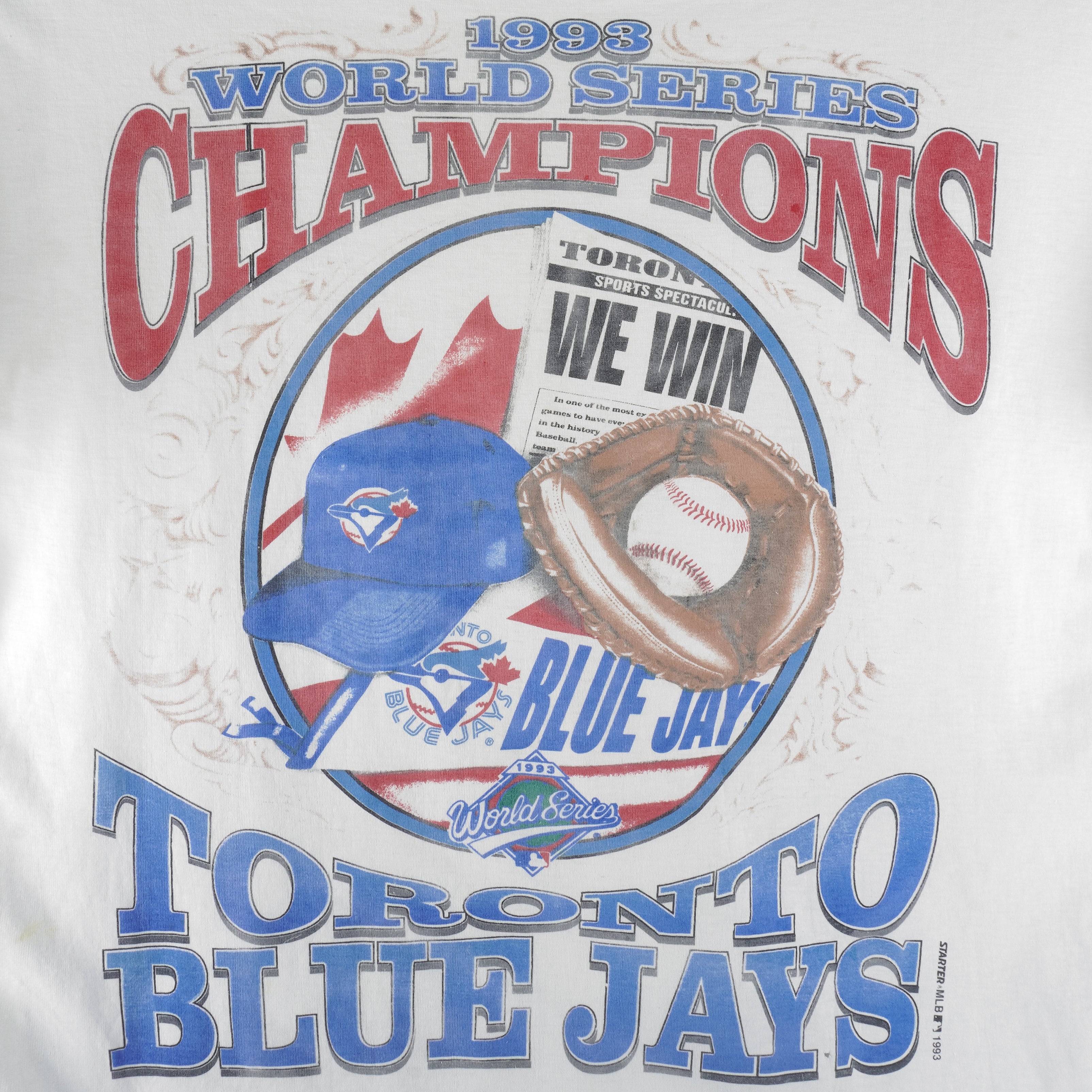 MLB - Toronto Blue Jays Champs Single Stitch T-Shirt 1993 Large Vintage Retro Baseball