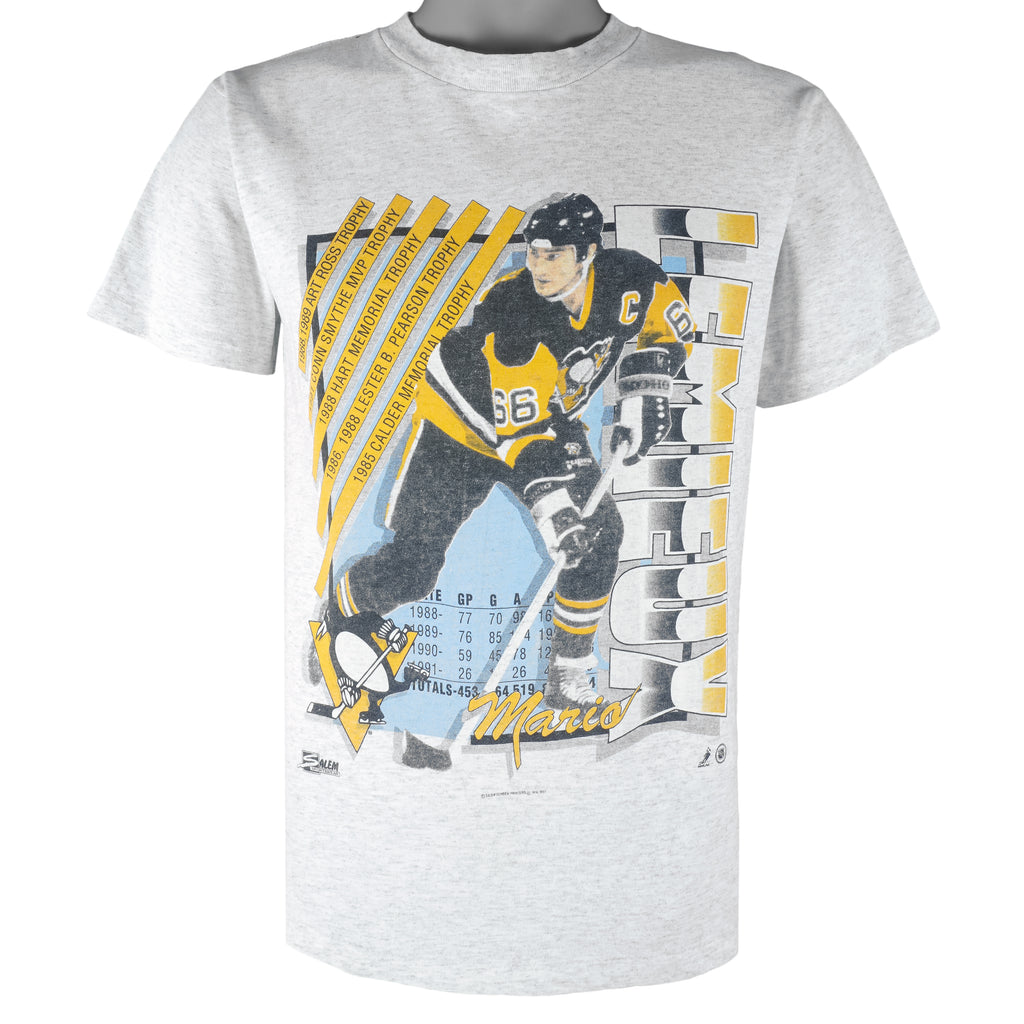 NHL - Pittsburgh Penguins Mario Lemieux Single Stitch T-Shirt 1991 Medium Vintage Retro