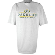NFL (Logo 7) - Green Bay Packers Embroidered Single Stitch T-Shirt 1990s XX-Large Vintage Retro Football