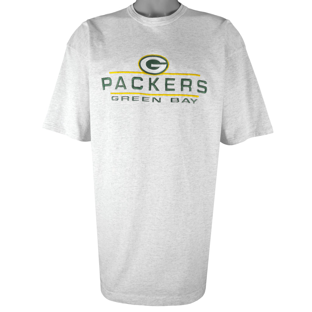 NFL (Logo 7) - Green Bay Packers Embroidered Single Stitch T-Shirt 1990s XX-Large Vintage Retro Football