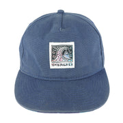 Quicksilver - Blue Denim Embroidered Snapback Hat 1990s OSFA Vintage Retro